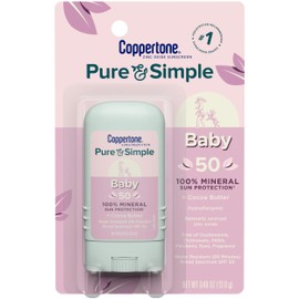 Coppertone - Protector solar WaterBabies Pure  Simple en barra, amplio espectro, SPF, 50.49 onzas                                                     