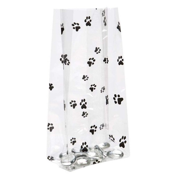 Paw Print Gusset Cello Bag - All-occasion Favor 3.5 Inch X 2 Inch X 7.5 Inch Set of 20