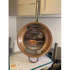 COPPER INFUSED CERAMIC 12 IN COPPER PAN -LIGHT WEIGHT AND TOUGH CONSTRUCTION-OVEN SAFE TO 662F- DISHWASHER SAFE- PFOA AND PTFE FREE