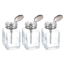 sourcing map 3pcs Solvent Alcohol Dispensers 120ml(4oz) Conical Push Down Liquid Dispenser Pump Bottle with Stainless Steel Tube and Copper Core for Alcohol Solution