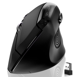 memzuoix Wireless Ergonomic Mouse,Upgraded 2.4G Optical Cordless Mice with 800/1200/1600 DPI,Vertical Computer Wireless Mouse for Laptop,Mac,PC,Desktop (for Right Hand,Large)-Black
