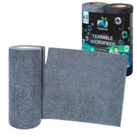 Tearova Reusable Microfibre Cloth Roll Pack of 2 rolls 60 Pieces Total - Sustainable, Washable, Lint free, Absorbent Kitchen Roll - Ideal Cleaning for Home and Car 25cm x 25cm ~(Grey and Black)
