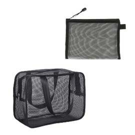 1 Mesh Toiletry Bag with 1 Mesh Storage Bag, Breathable Tote Bag, Portable Duffel Bag, Fitness Clothing Bag, Beach Toy Bag