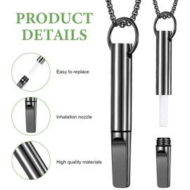 Breathing Necklace with Resistance Include 3 Mint Filters, Portable Anxiety Breathing Necklace Stress Relief Calm for Meditation & Travel