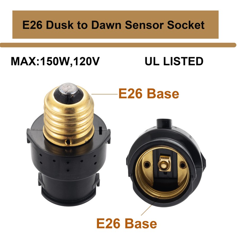 TWDRTDD Indoor/Outdoor Dusk-to-Dawn Light Control Socket,Automatic Dusk to Dawn Light
