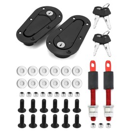 QWORK Flush Hood Latch and Pin Kit, Universal Racing Car Hood Pin Engine Bonnet Latch Lock Kit Quick-Release Lock Hood Pin Latch Set, Durable to Use