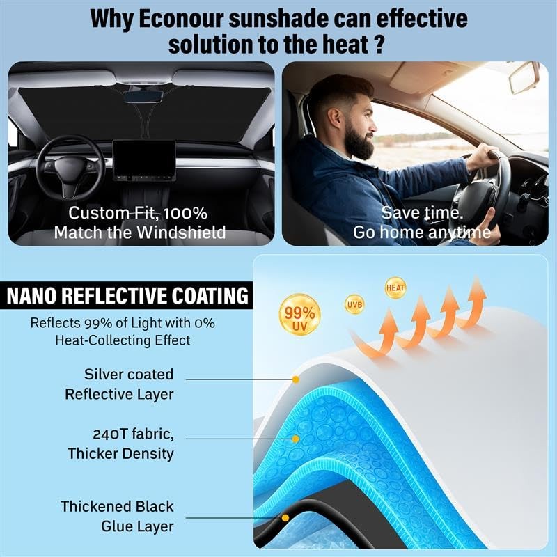 for Subaru Outback 2014-2019 Windshield Sunshade - EcoNour 240T Polyester