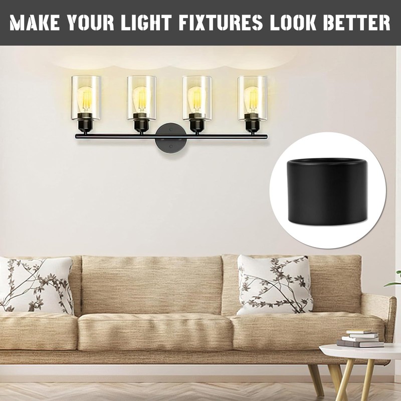 6 Pcs Black Light Socket Shade Rings, Metal Lamp Shade
