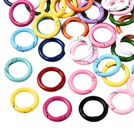 SOFPLATE 1 Box 1 Inch 25 mm Pack of 30 Spring O Rings Bulk Pack Circle Clip Hooks Coloured Large Keyring Buckle Made of Alloy Tiger Loose Round Carabiner for Jewellery Making Key Rings