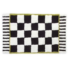 MACKENZIE-CHILDS Bath Rug, Bath Mat for Bathroom Use, Cotton Rug, Black-and-White Courtly Check