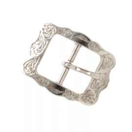 Stecksstore Engraved Center Bar Buckle Shiny Nickel 5/8" 7636-02