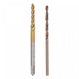 sourcing map M2 x 0.4 Spiral Flute Tap 1.6mm Drill Bit Set, Metric Titanium Plated M35 Cobalt High Speed Steel Machine Threading Screw Tap Drilling Tool