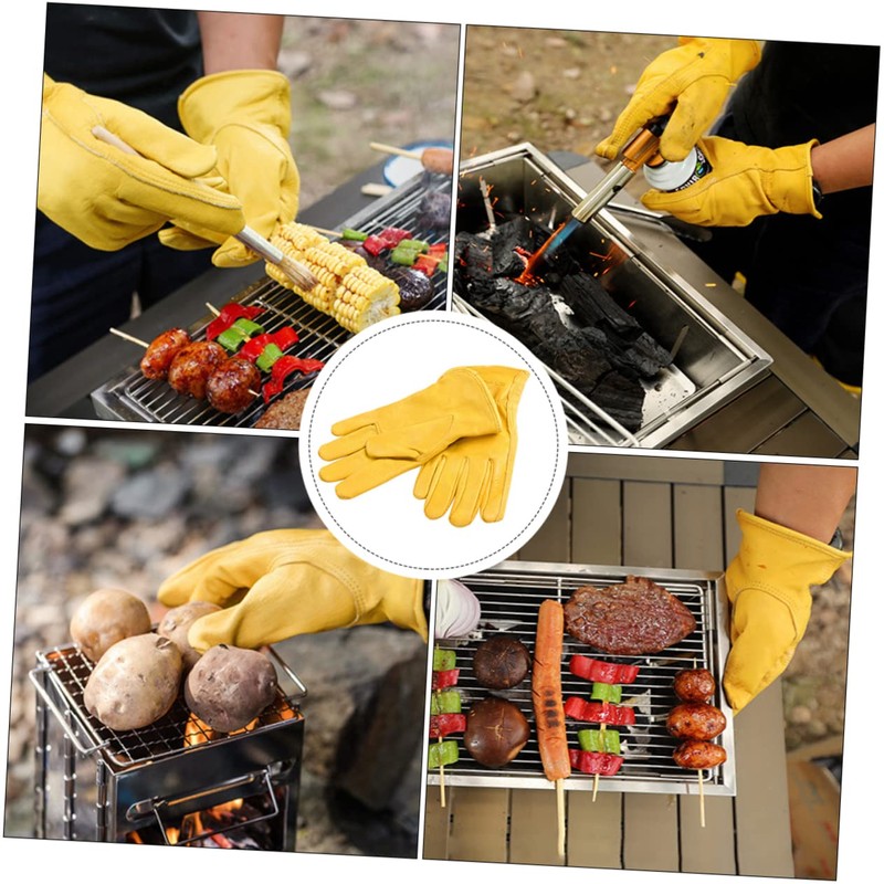 jojofuny 1pair Outdoor Heat Insulation Bbq Gloves for Grilling Warm