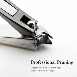 Nail Clippers with Nail File – Thick Nail Cutters for Men Women with Catcher Acrylic Ingrown Toenails Professional Ultra Sharp No Splash SUNDEN (Black)