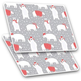 Rectangle Stickers (Set of 2) 10cm - Cute Polar Bear Animal Xmas Fun Decals for Laptops,Tablets,Luggage,Scrap Booking,Fridges, #3809