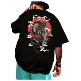 COZYEASE Men's Graphic Tees Letter Print Casual Short Sleeve T Shirts Summer Tops Vintage Tees Black Graphic X-Large