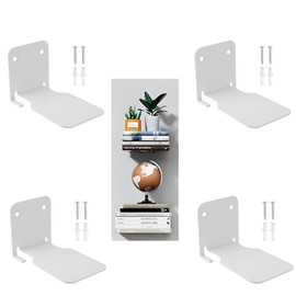 RUIFEN 4 PCS Invisible Floating Bookshelves, Wall Mounted Bookshelves, Small Metal Shelves for Bedroom, Living Room, Office, Sleek Storage for Books & Decoration(White)