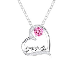 GUOYU Gifts for Grandma Christmas, Grandma Necklace Silver Pendant Necklace, Grandma Gifts Christmas Mother's Day, Stainless Steel, Cubic Zirconia