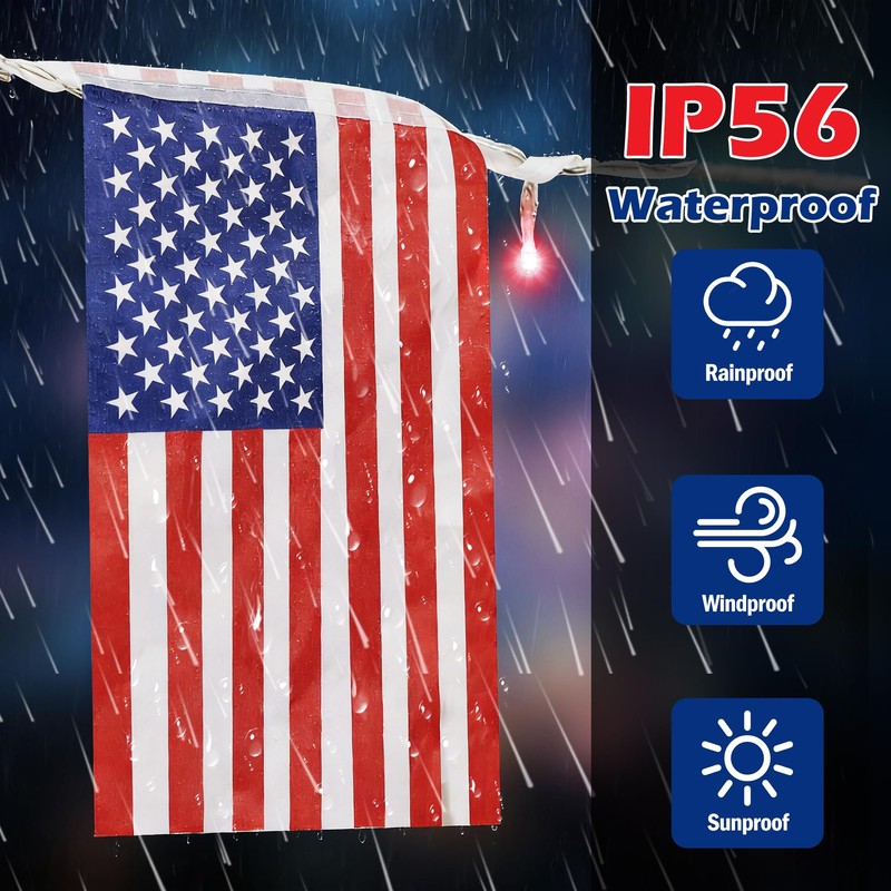 RECESKY 4th of July Decoration Lights - Patriotic Battery String