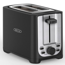 BELLA 2 Slice Toaster with Auto Shut Off - Extra Wide Slots & Removable Crumb Tray and Cancel, Defrost & Reheat Function - Toast Bread, Bagel & Waffle, Black