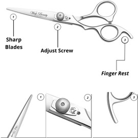 Left Handed Hairdressing Scissors Hair Scissor, Wishbeauty Professional Sharp Left Hand Barber Scissors 6.5” Lefty Hair Cutting Scissors, Hairdresser Scissors Salon Haircut Scissors (Silver Offset)