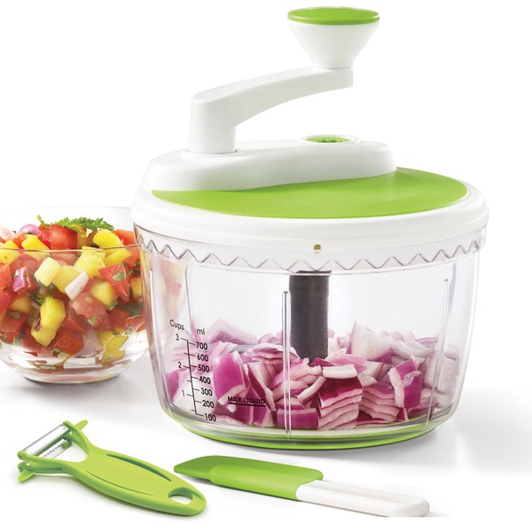 Starfrit PRO Food Processor & 2-in-1 with a Peeler - Chop, Whip, Peel, and More! Ideal for Salsa, Baby Food, Hummus, Dips, Dressings, Sauces, Whipped Cream, Butter, and Veggies.