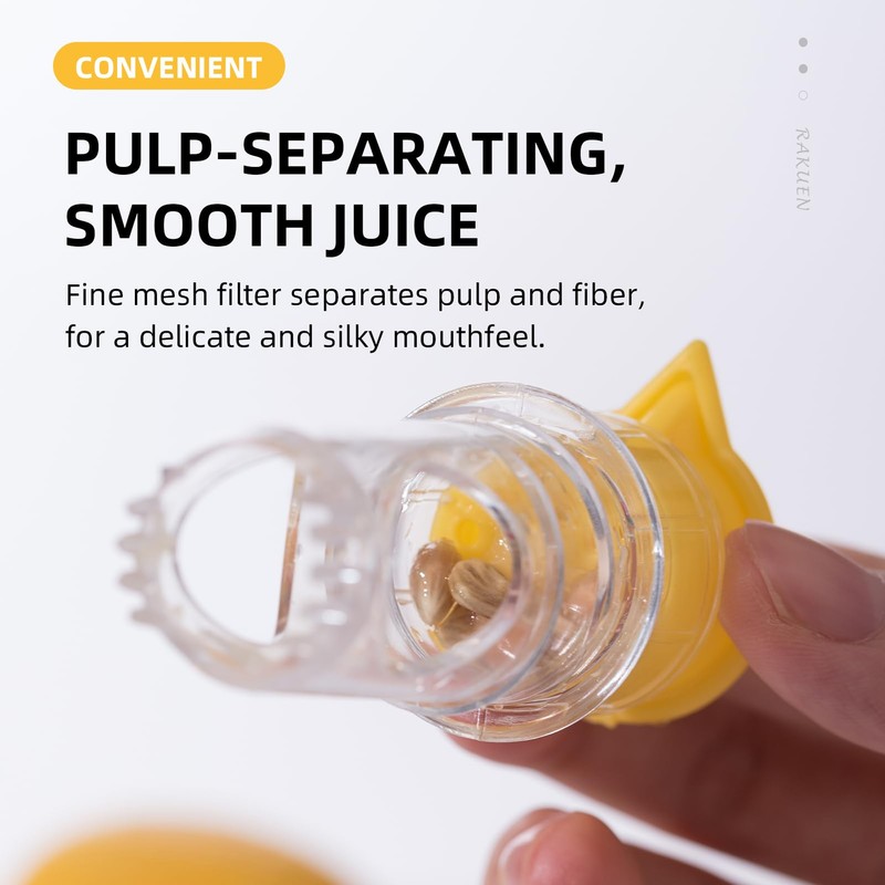 FUSAYUKI Yellow Manual Citrus Juicer with Filter and Spout, Screw-Top