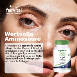 L-Lysine Hochdosiert 500mg (100 Capsules – Vegetarian – Pure L-Lysine Hydro Chloride) – Vegan – Substance
