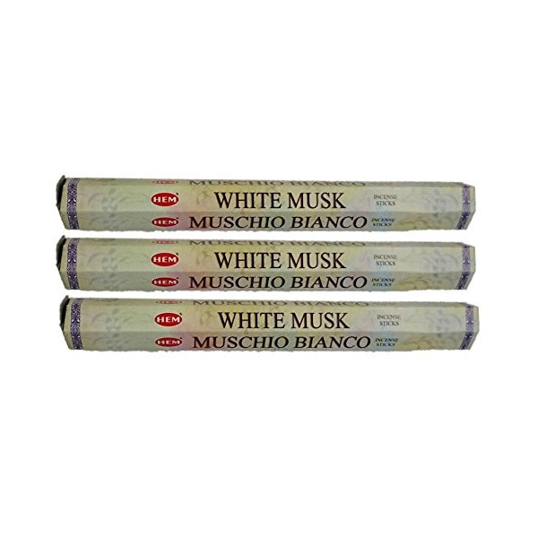 HEM: Incense stick, incense, hexagon, 3 boxes set (white musk)