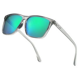 DUBERY Retro Square Polarized Sunglasses for Men Women UV400 Protection Classic Trendy Sun Glasses D108,Grey/Green