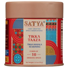 Satya Tikka Masala Spice 2.5oz, Tomato & Smoky Indian Tikka Masala Seasoning, Vegan, Low Sodium, Gluten & Dye Free Spice Blend, Paneer & Chicken Tikka Masala Mix for Marinade Sauce Sandwich Wraps Pasta in Reusable Tin