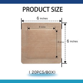 JJZEN KEAR 6"X6" 20 PCS Extra Large Sterile Nude Island Dressing Bandage for Wound - Self-Adhesive Boarded Gauze Pads - Latex Free - Medical Grade (Nude, 6"X6"-20PCS)