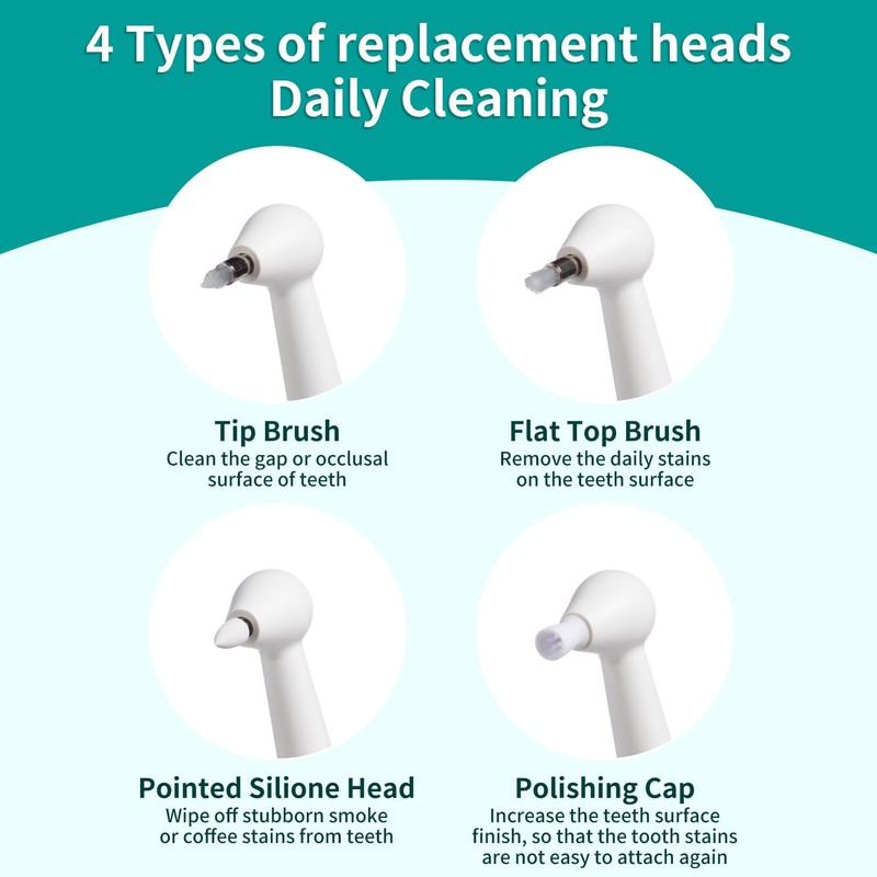 LINKYCARE Teeth Polisher Accessories,Tooth Polisher Replacement Brush Heads,4 Replacement Heads
