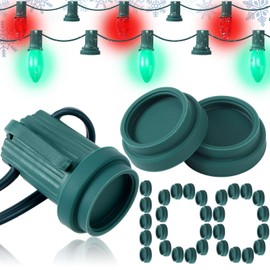 Threlaco 50 Pcs Christmas Light Socket Cap Safety Plugs for C9 and C7 Bulbs Double Sided Stringers Light Socket Cap Covers Bulb Plugs Cover for Holiday Xmas Winter Covering Unused Outdoor Lamp (Green)