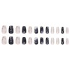 24Pcs Silver Press on Nails Medium Coffin Fake Nails 3D