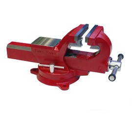 Yost Vises ADI-5 Heavy Duty Vise | 130,000 PSI Tensile Strength Austempered Ductile Iron Bench Vise | 5.5 Inch Jaw Width with a 360 Degrees Interlocking Swivel Base and 2 Lockdowns | Red