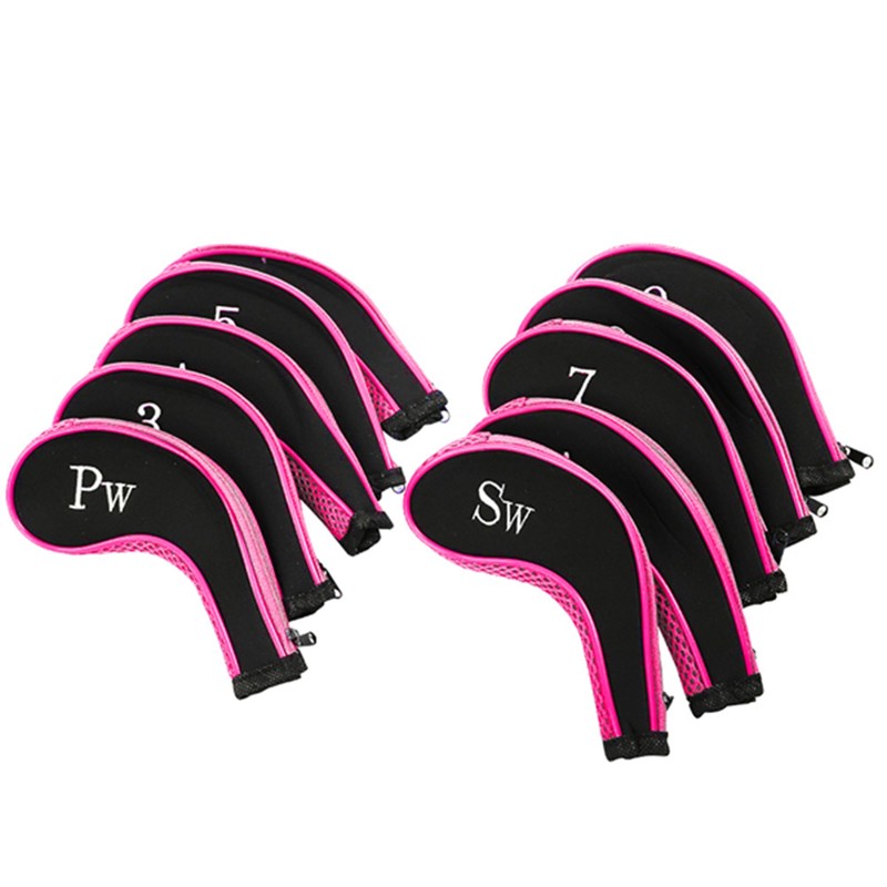 10pcs Neoprene Golf Club Iron Head Covers Putter Set Protector