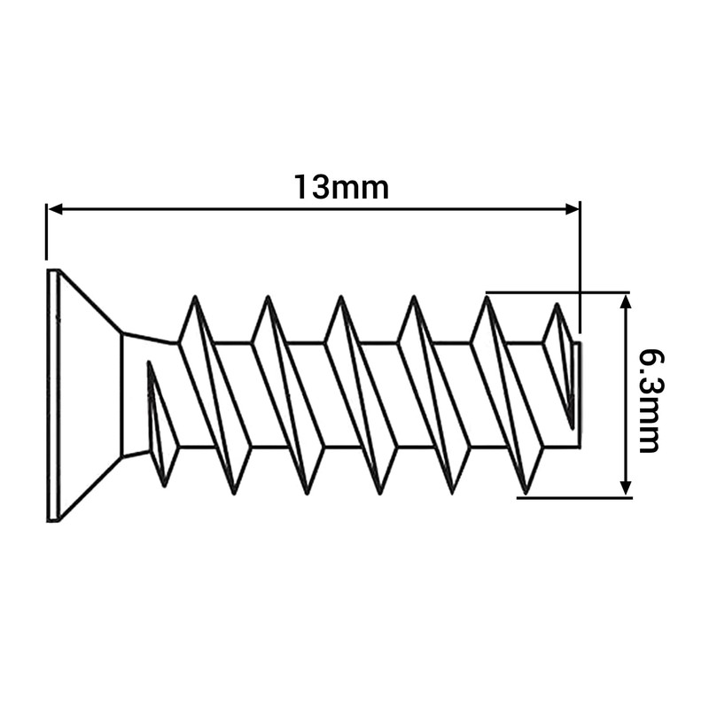 SKIR'CO (100 pcs) Zinc Plated Euro Screws 6.3 x 13