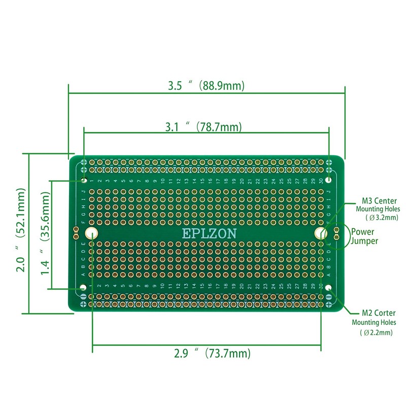 EPLZON Gold-Plated Solderable Breadboard for DIY Electronics Projects, 5 Pack