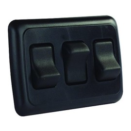 JR Products 12245 Black Triple SPST On-Off Switch with Bezel