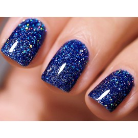 FZANEST Sparkle Glitter Gel Nail Polish Led UV Gel Polish Fall Winter Color 15ml (Diamond Navy Blue)