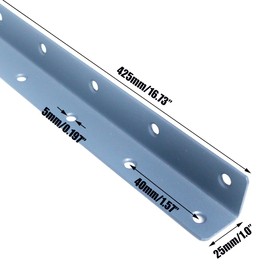 L Brackets, 4PCS Corner Brace Angle , Superior Stainless Steel Bracket,16.7'' x 1'' M, Thickness 2mm, Wood Shelf, Furniture, Cabinet Corner Bracket with Screws (Gray)