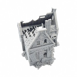 QP3D - Wargaming Ruined Stone House Terrain, Scenery for Tabletop Game 15mm Scale, 16-20 Century Medieval European Building for RPG 2WW Railway Modelling - 3D Printed and Paintable