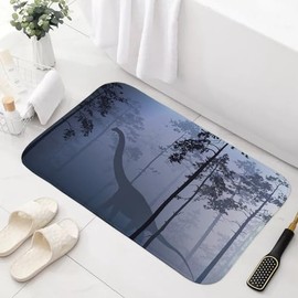 Sanzugh Dinosaur Bath Mat Rug for Bathroom, Jurassic Raptor Animals Dino Kids Boys Men Grey and Blue Bathroom Floor Rugs Mats Non Slip Kitchen Indoor Decor Decoration Accessories 17X29 Inches