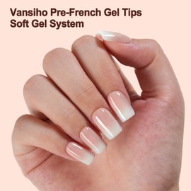 Vansiho Ombre Gel Nail Tips, 150Pcs Peach Gradient Short Square Press on Nails, Soft Gel Nails False Nail, Acrylic Fake Nails for Nail Art DIY 15 Sizes