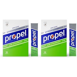 Garizze- Paquetes de polvo Propel, sabor kiwi y fresa, con electrolitos, vitaminas y sin azúcar, 20 unidades (paquete de 2) - En caja