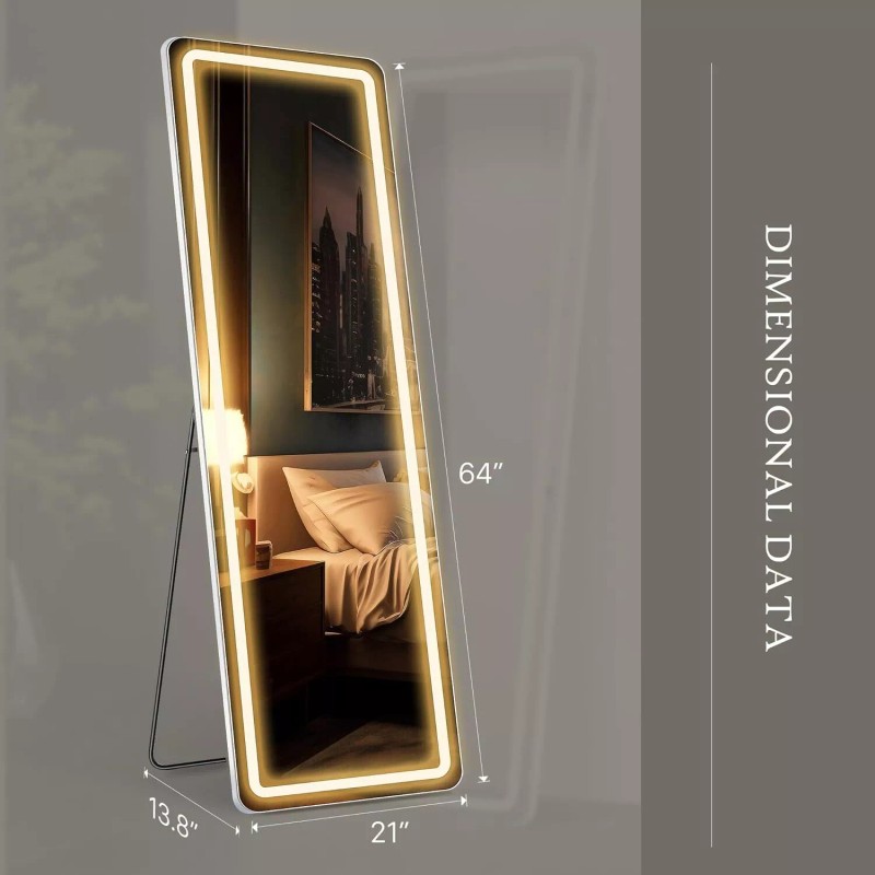 JHK 64" x 21" Full Length Floor Mirror with Adjustable