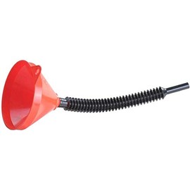 hünersdorff Universal Funnel 210 mm with Eyelet, Strainer and Bellows Hose 460 mm, Red, HD-PE, Made in Germany