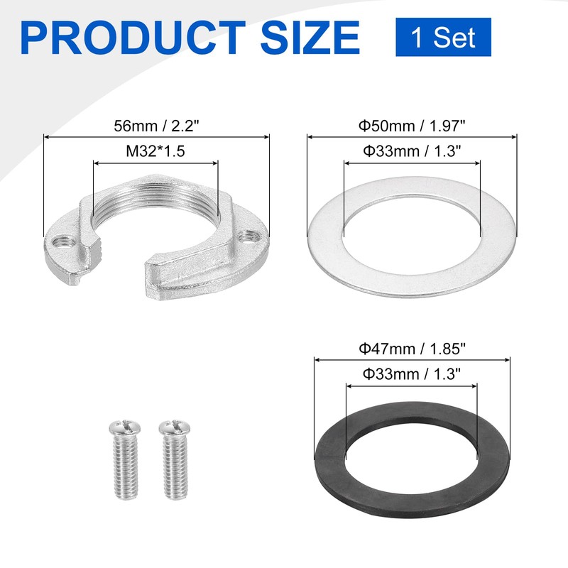 uxcell Female Thread Hex Lock Nut M32 x 1.5 Stainless