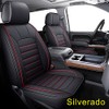 LUCKYMAN CLUB 56-SLD 2 Bucket Seat Covers Fit for 2007-2020 Sierra Chevy Silverado 1500 / 2500 HD / 3500 HD with Water Proof Faux Leather (Black & Red 2 PCS)